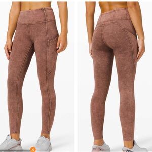 Lululemon Fast and Free Leggings 25” *Ice Dye Color Ice Washed Brown Earth 4 EUC